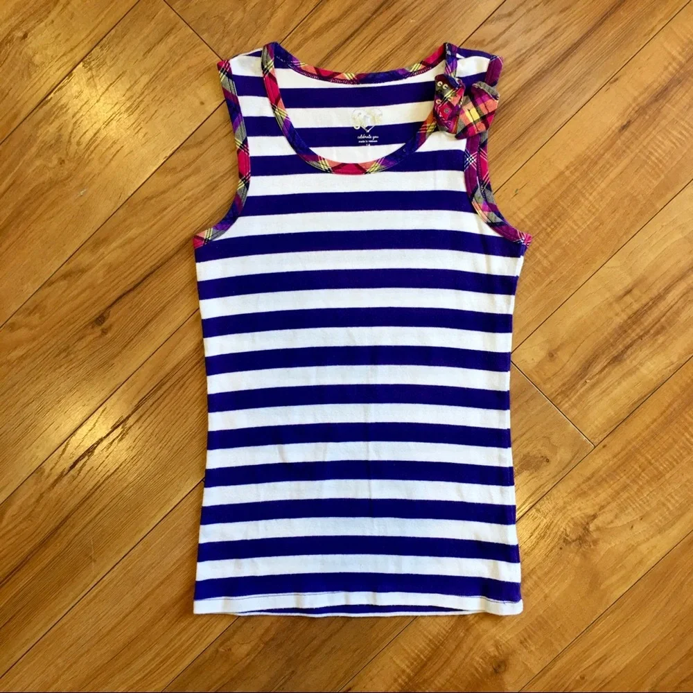 Justice striped tank top purple plaid
